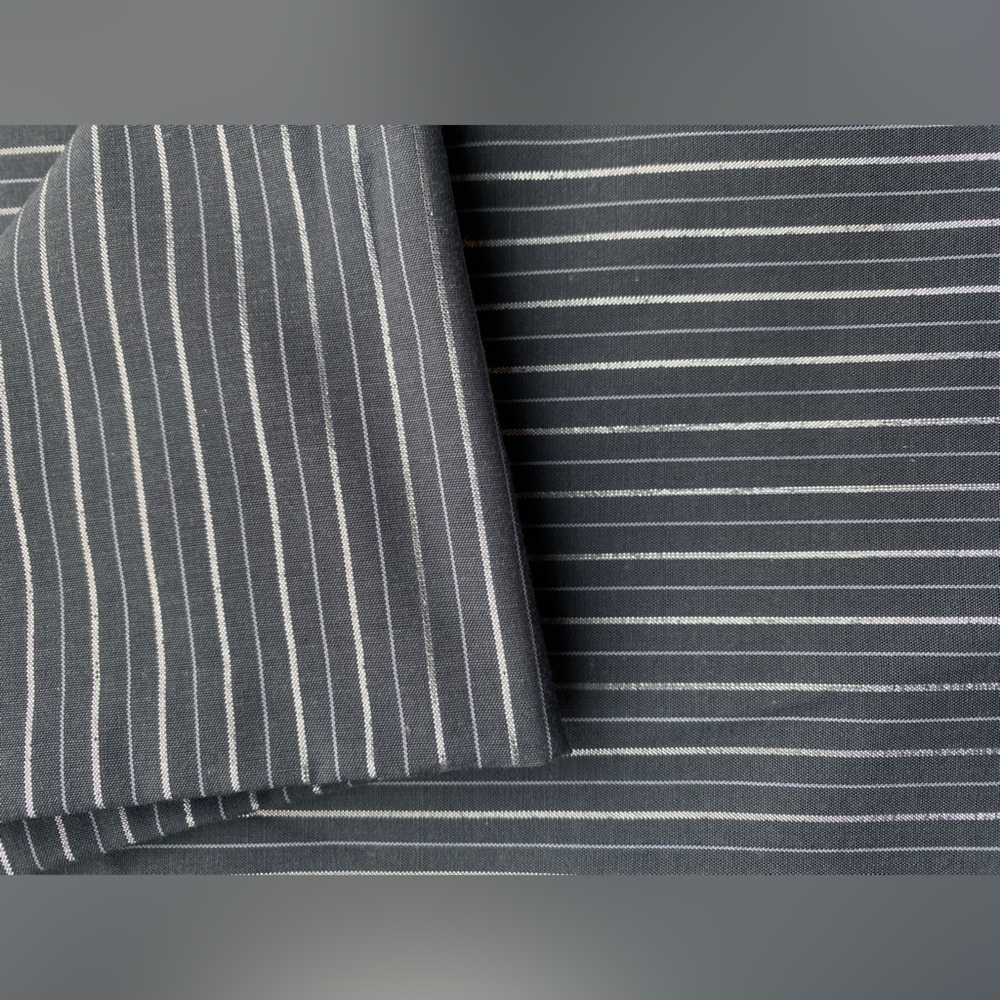 100% Cotton - Silver Stripe Bulk Cotton Fabric Gray, White & Metallic Silver